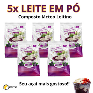 KIT 5X LEITE EM PÓ COMPOSTO LACTEO 1KG LEITINO PRA AÇAITERIA E