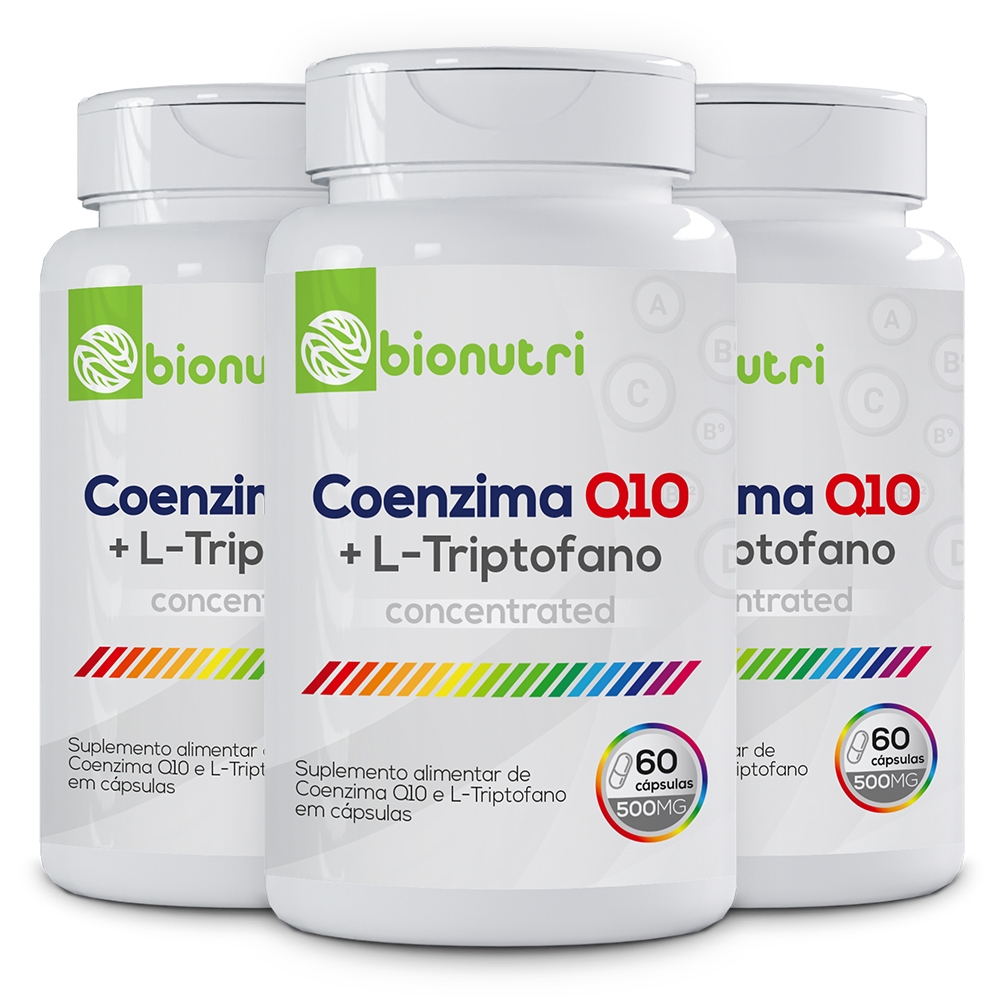 Kit 3x Coenzima Q10 Ubiquinol L Triptofano 60 Capsulas Bionutri