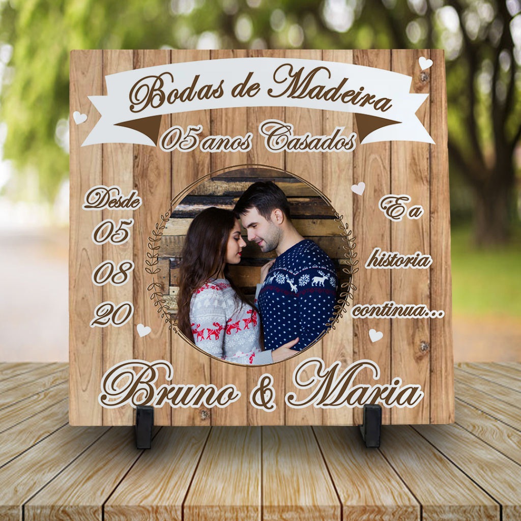 Azulejo Personalizado Bodas De Madeira Anos Casados Shopee Brasil