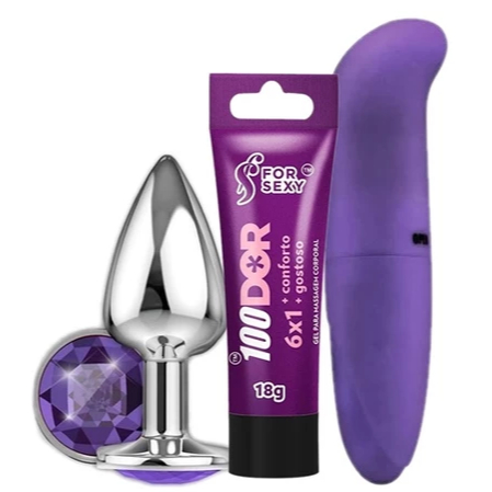 Kit Iniciante Anal Plug Anal Vibrador Feminino Ponto G 100 DOR