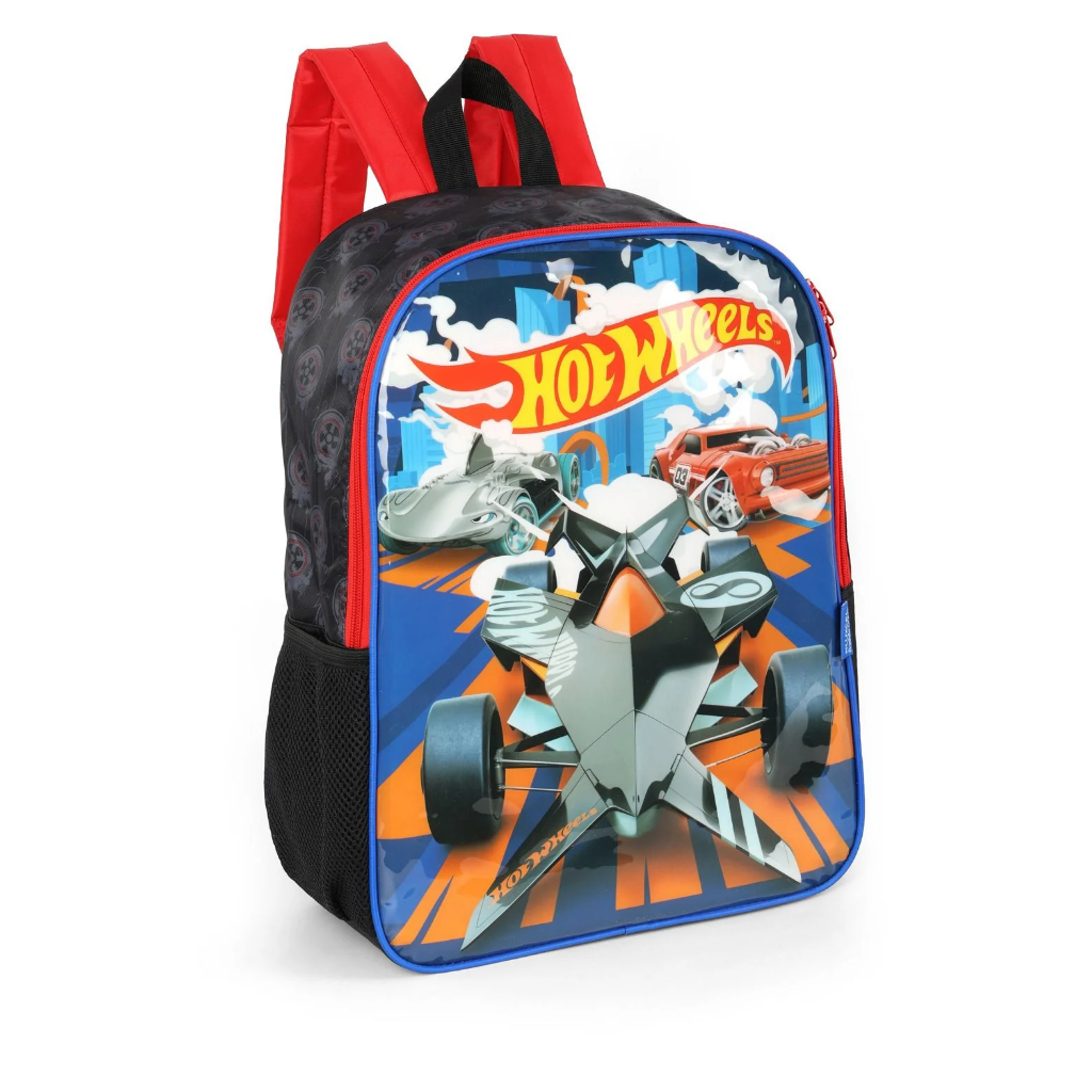 Mochila Menino Escola De Costa Hot Wheels Preto Vermelho Shopee