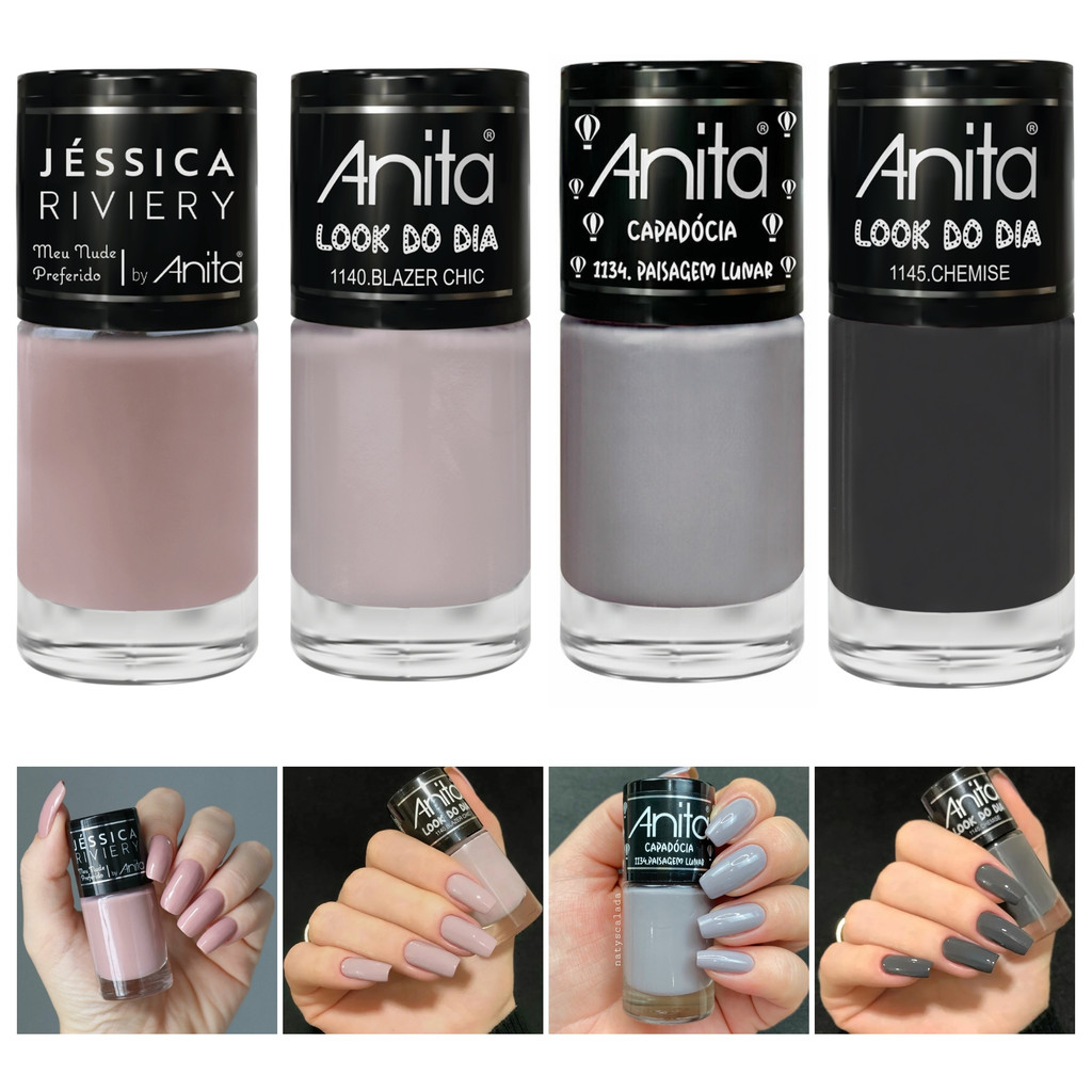 Kit Esmalte Nude Cinza Cremoso Coleção Anita Atacado Shopee Brasil