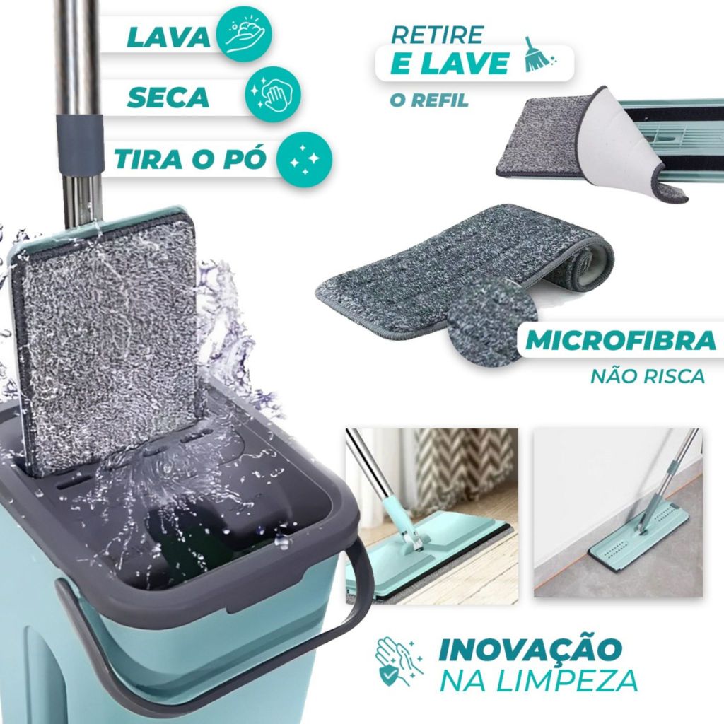 Rodo Flat Mop E Balde Lava E Seca Profissional Refil Shopee Brasil