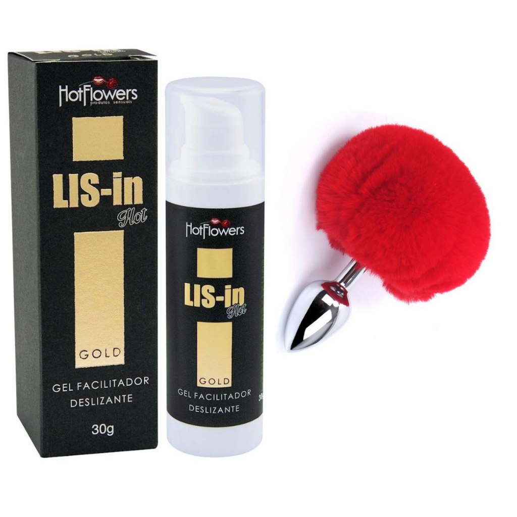 Kit Sex Shop Para Anal Lubrificante LIS IN GOLD Extra Forte E Plug