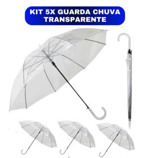 Kit X Guarda Chuva Sombrinha Autom Tico Bengala Transparente Shopee