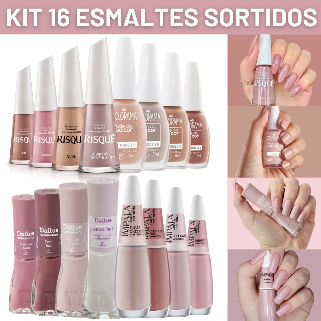 Kit Esmalte Risque Impala Dailus Colorama Tons Nude Esmalte Atacado