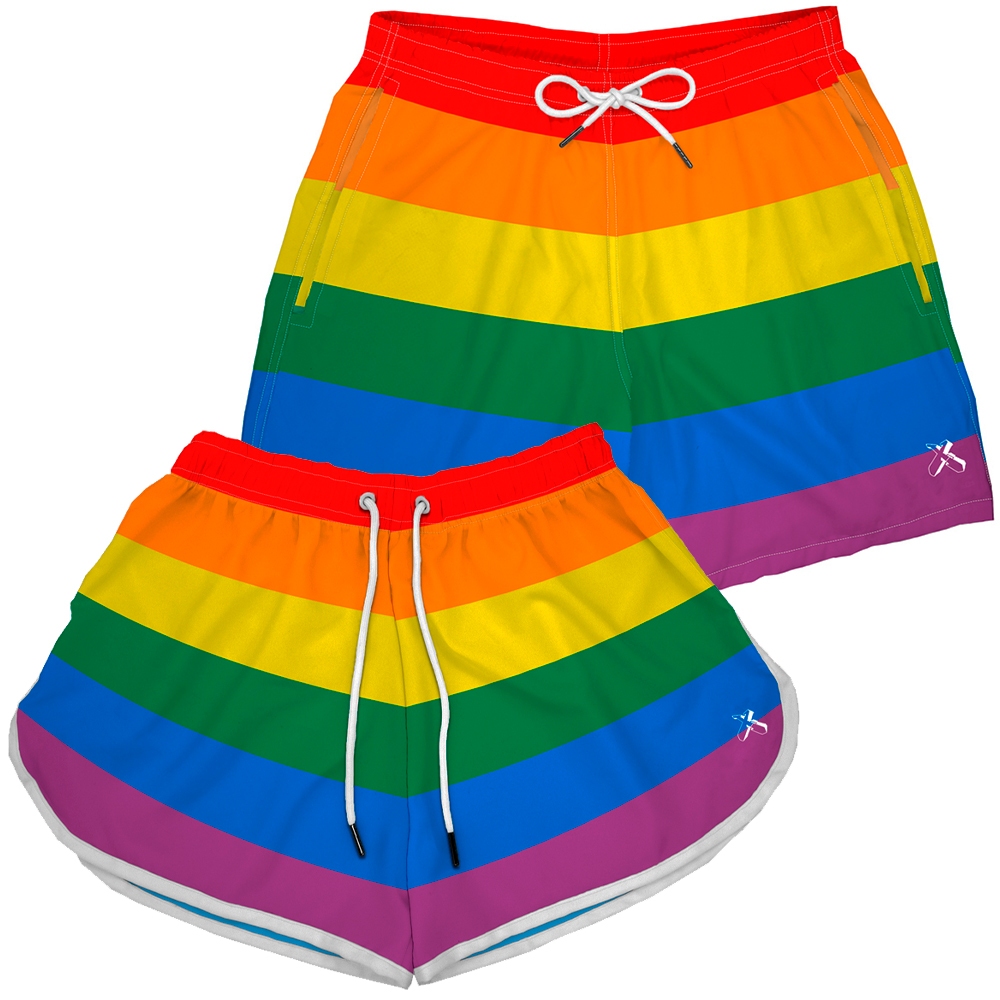 Kit Casal Short Bermuda Praia Ver O Estampada Listras Lgbt Direto De