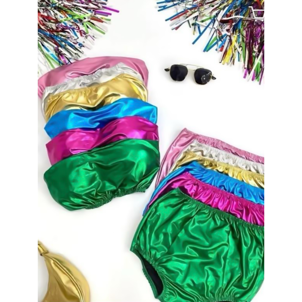 Conjunto Feminino Metalizado Hot Pants Carnaval Shopee Brasil