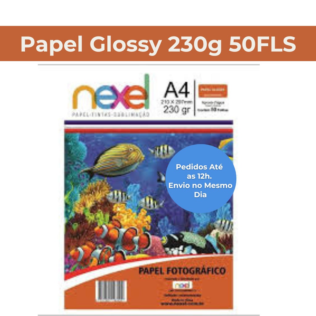 Papel Fotográfico Nexel 230g Glossy A4 50 Folhas Resistente a Agua