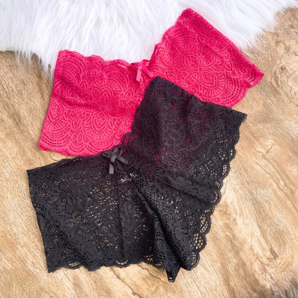 Kit Calcinhas Cale On Lingerie Tanga Shortinho Renda Feminino