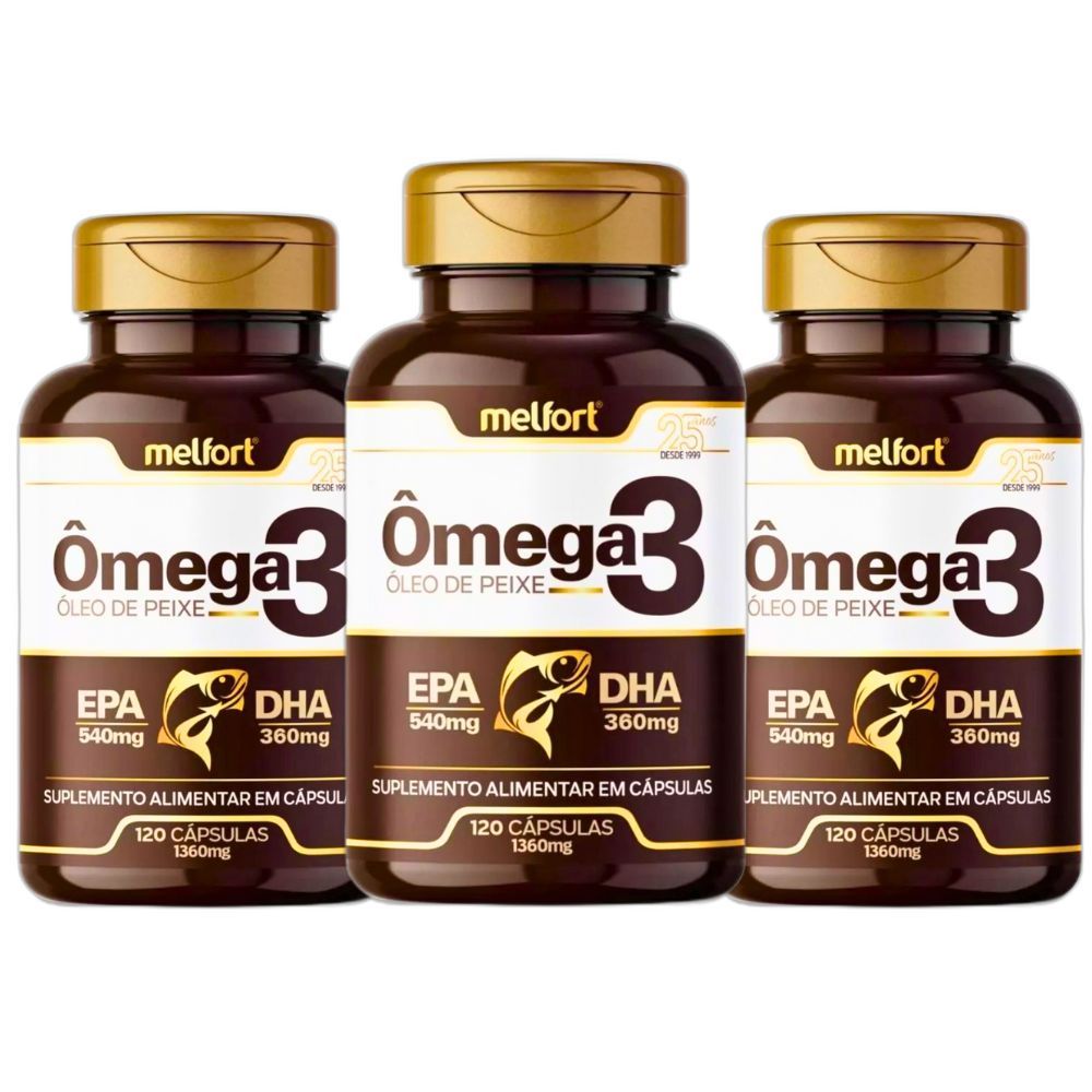 Ômega 3 Super Kit 1360mg 360 Cápsulas Epa 540mg Dha 360mg Melfort