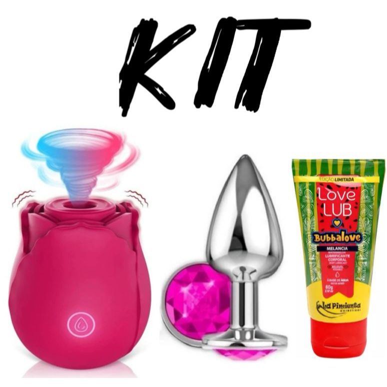 Kit Sex Shop Sugador De Clitóris Plug Anal Lubrificante