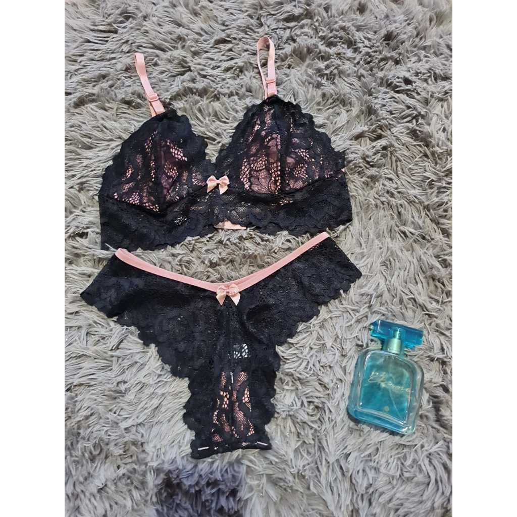 Kit 2 Conjunto De Lingerie Calcinha e Sutiã Sem Bojo Renda Diversas