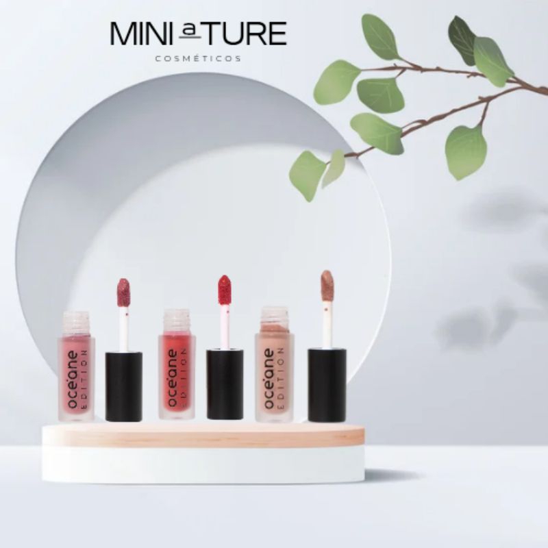 kit Mini Batom Líquido Rosa Matte Vermelho Matte Nude Matte Color