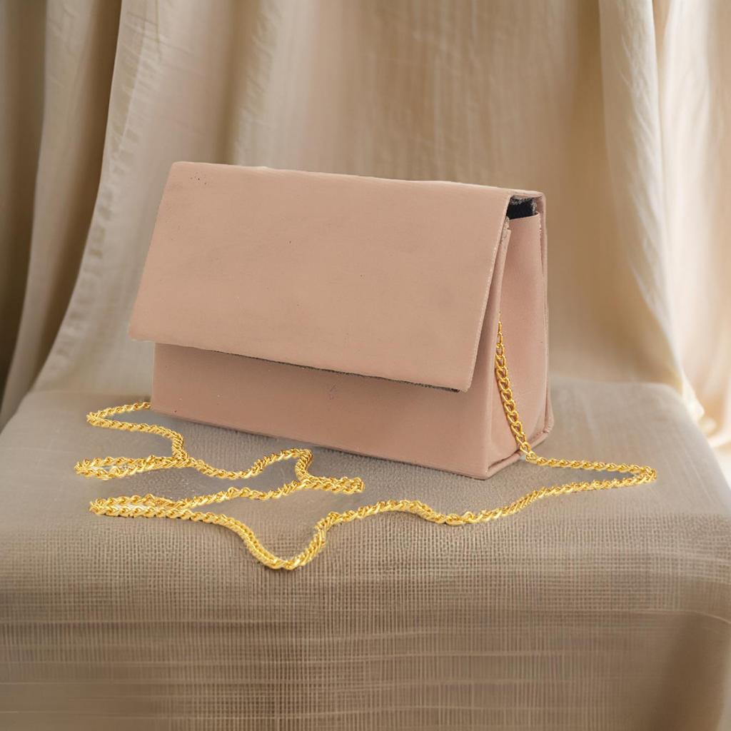 Bolsa Feminina De Mão Nude Alça de Corrente Para Ombro Festas