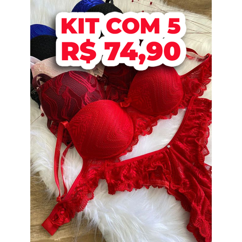 Kit Lingeries Renda Bojo Sutian Calcinha Lingerie Sexy Feminina
