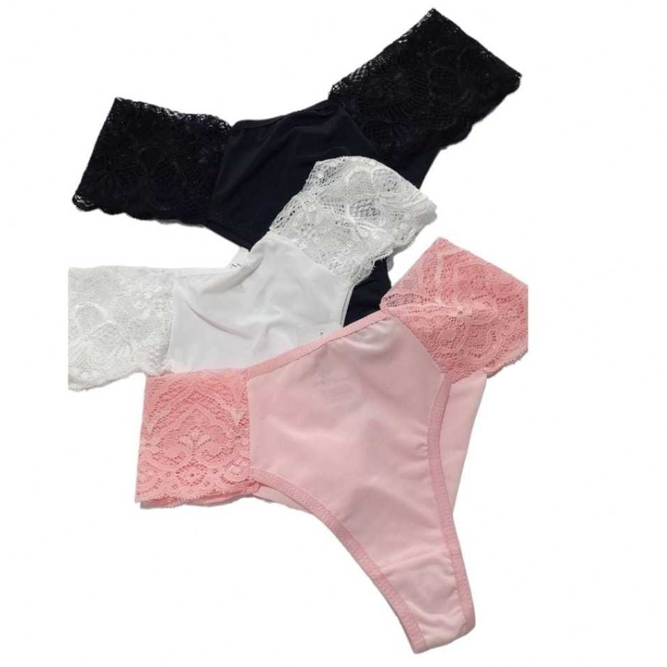 Kit Calcinhas Fio Duplo Em Renda Na Lateral Lingerie Calcinha