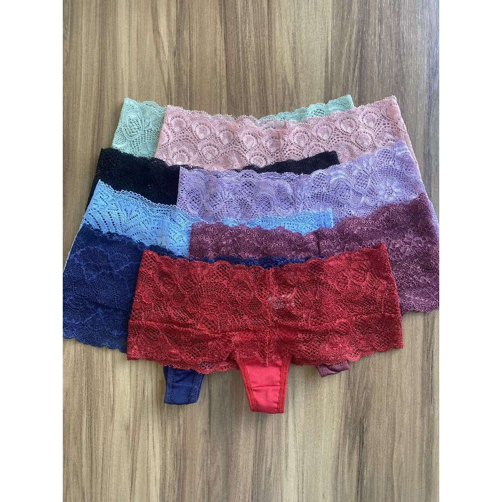 Kit Calcinhas C S Renda Lingerie Feminina Conforto Sensual Tanga Fio