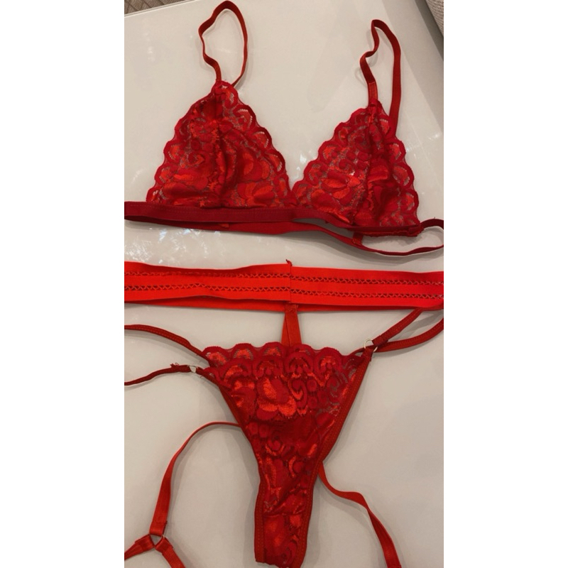 Conjunto Lingerie Sexy Fio Dental Renda Sem Bojo A Shopee Brasil