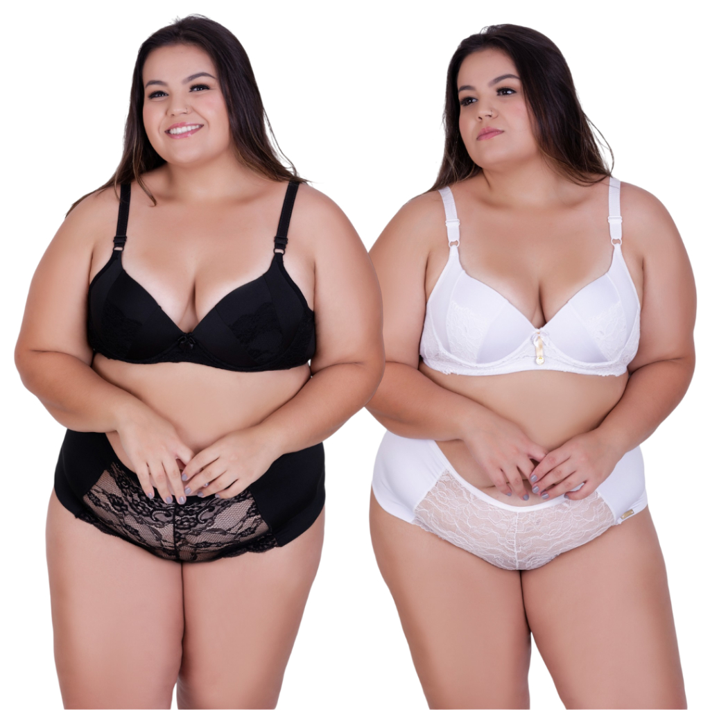KIT Conjunto Lingerie Plus Size Bojo Conjunto Plus Renda