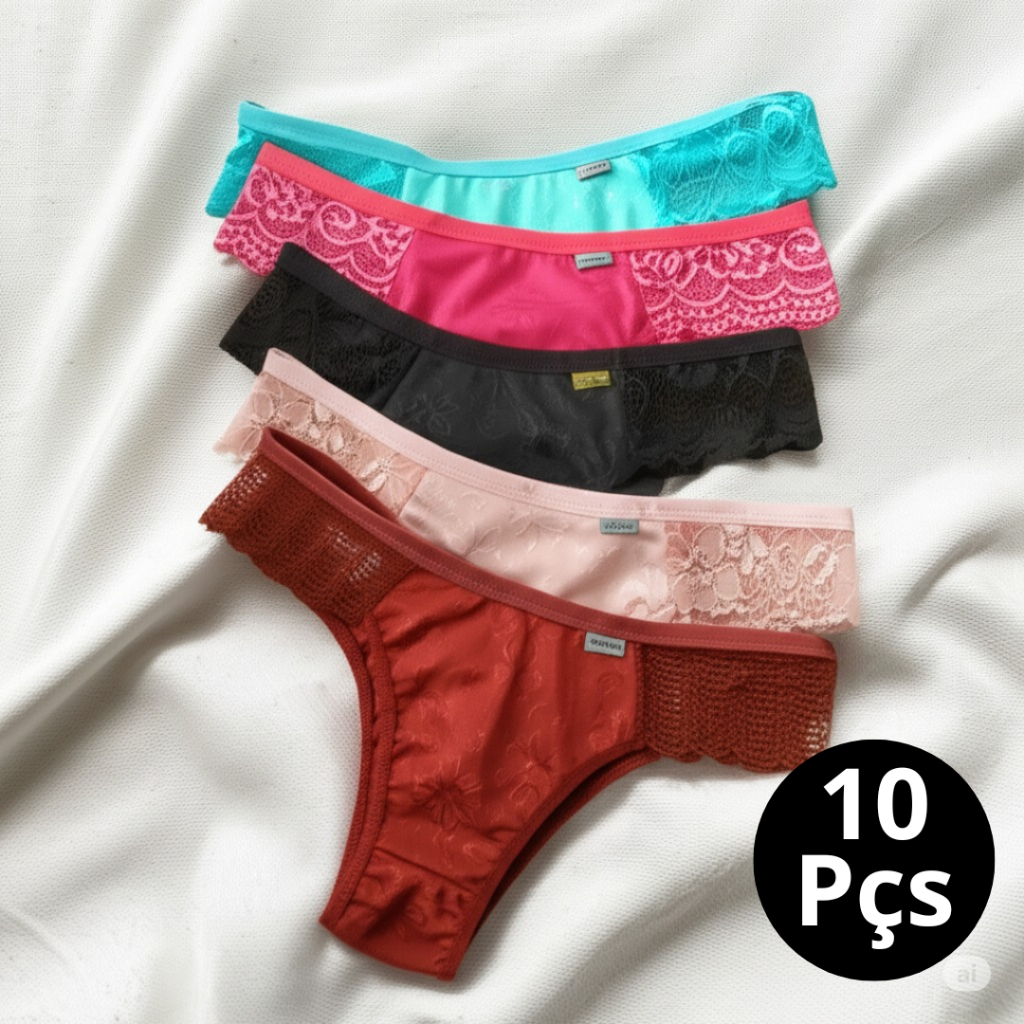 Kit C Unidades De Calcinha Fio Dental Lingerie Sexy Shopee Brasil
