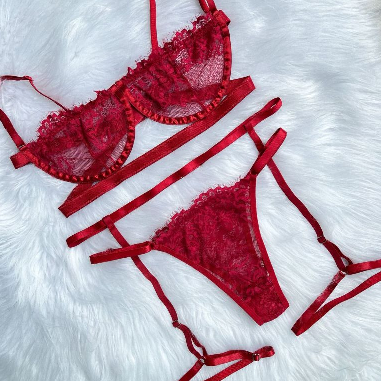 Conjunto Lingerie Gringa Sexy Suti Meia Ta A Sem Bojo Calcinha