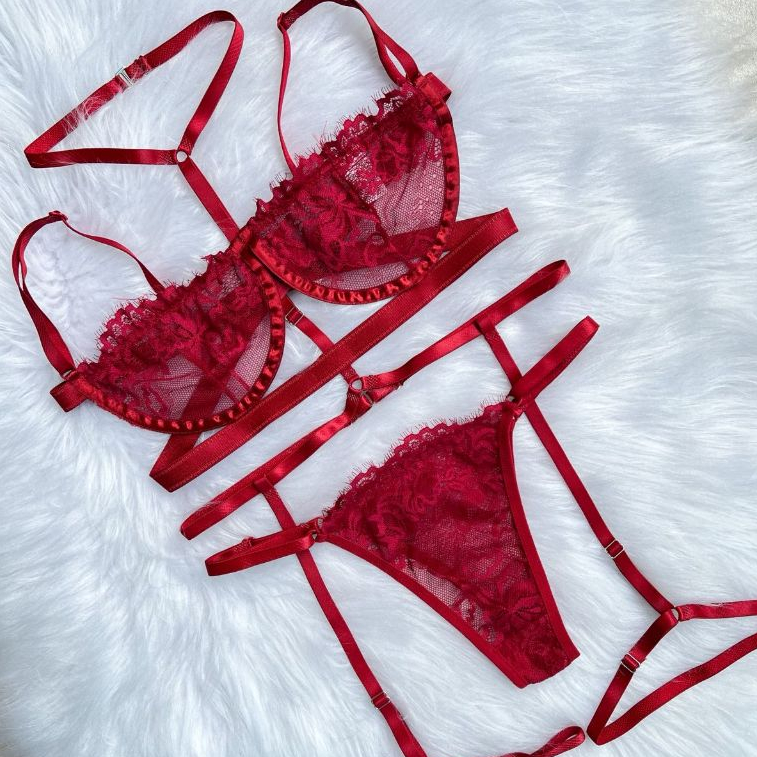 Conjunto Lingerie Gringa Sexy Pe As Suti Meia Ta A Calcinha