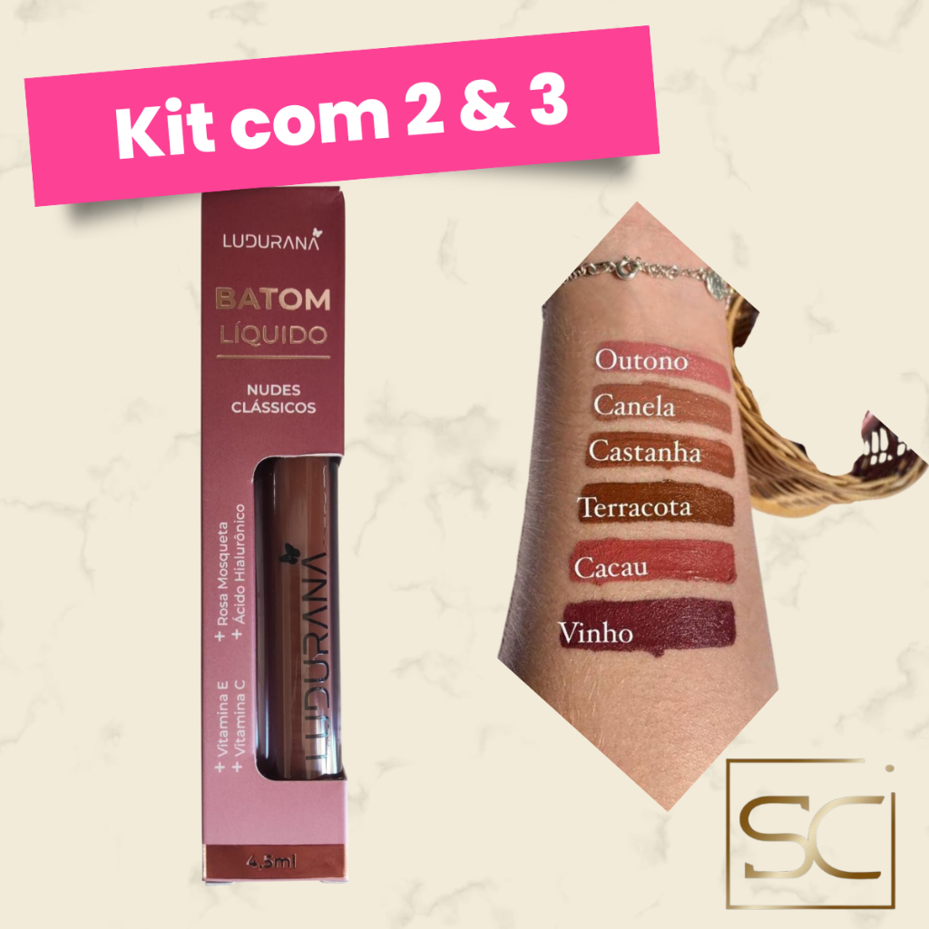 Batom Líquido Vegano Nude Matte Nudes Clássicos Ludurana 4 5ml Alta