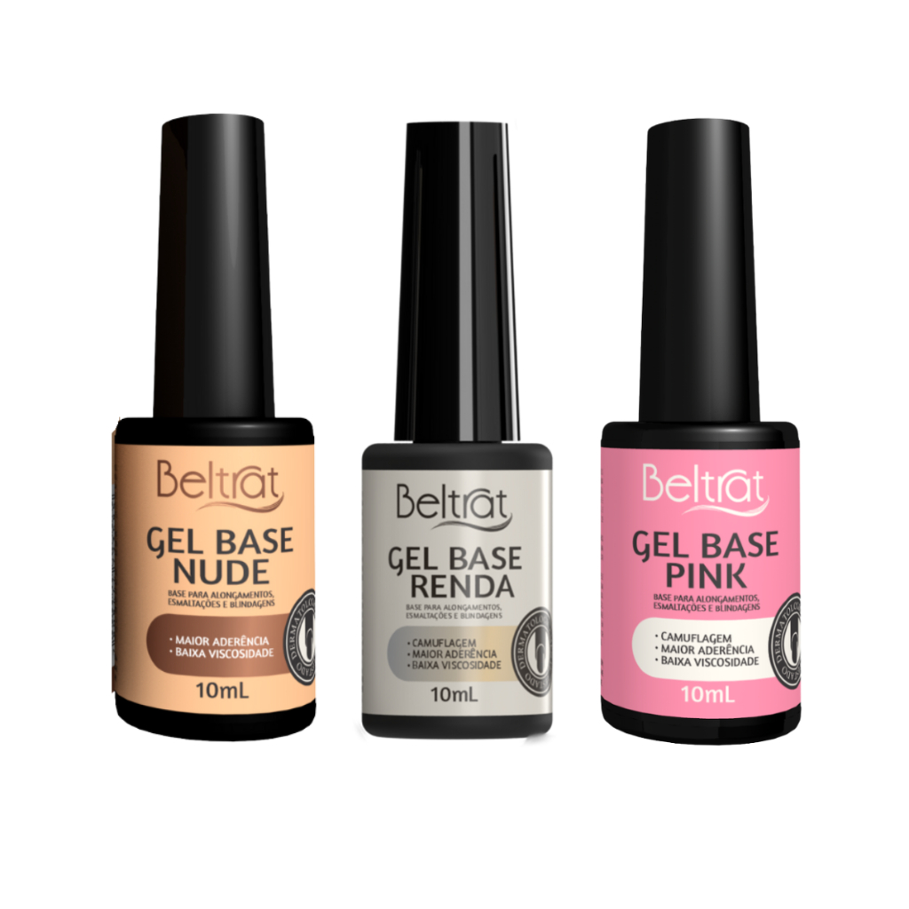 Kit Gel Base Nude Renda Pink Beltrat 10ml Blindagem Unhas Capa Base