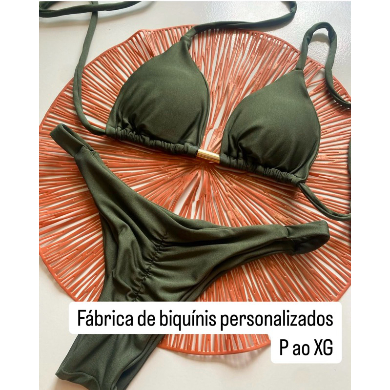 Biquini Cortininha Calcinha Fita Levanta Bumbum Bikini Bronze Biquinis