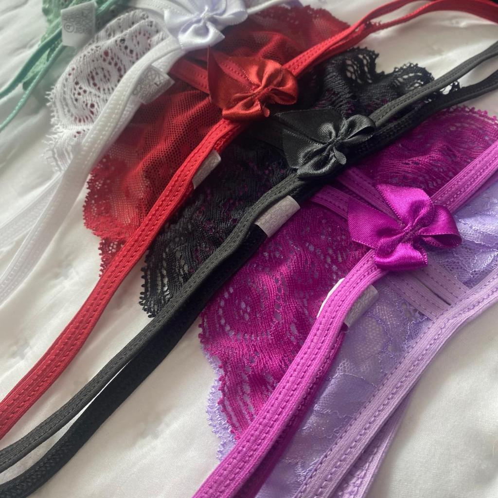 Kit Calcinha Fio Dental Sexy Renda Lingerie Feminina Tanga Fio Sensual