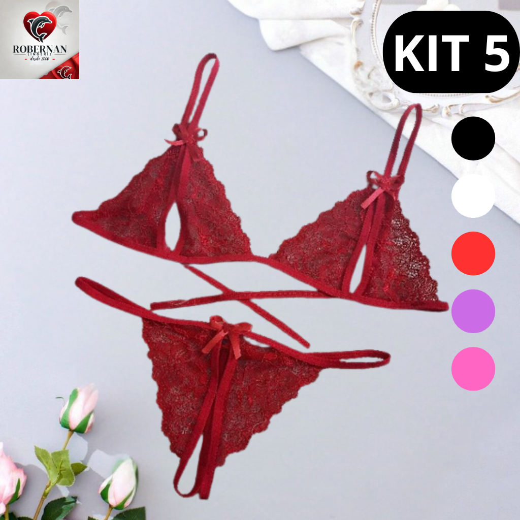 Kit Conjuntos Apressadinha Lingerie Sexy Abertura Sensual