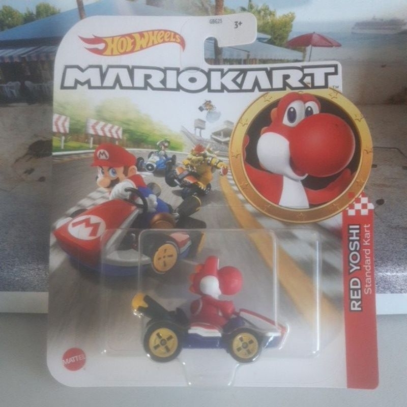Hot Wheels Mario Kart Red Yoshi Standard Kart Shopee Brasil