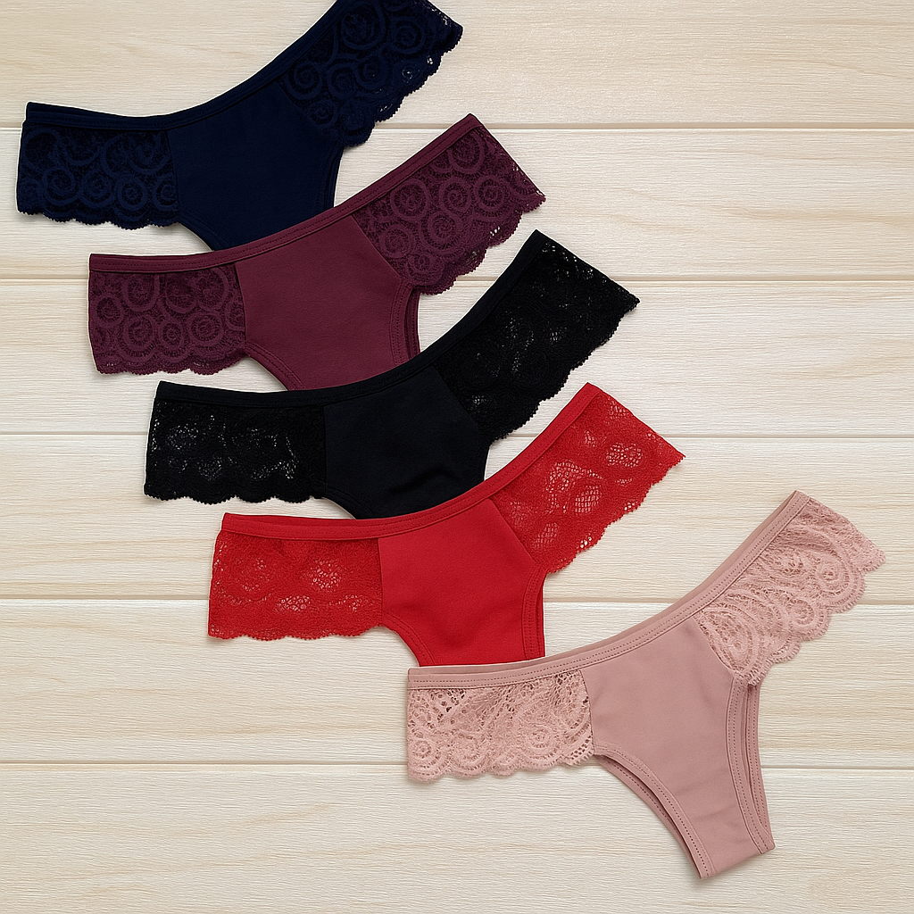 Kit Calcinhas Fio Dental Lateral De Renda Lingerie Shopee Brasil