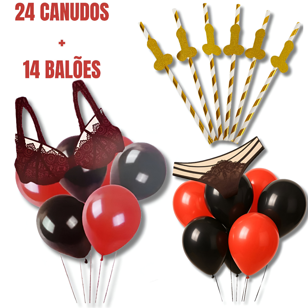 Kit Balões Despedidas De Solteiro Festa Chá Lingerie Kit C Canudos