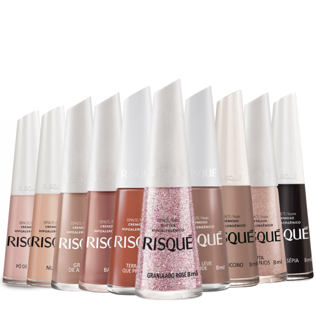 Kit Esmaltes Risque Nude E Marrom Cor Da Moda Tendencia Outono