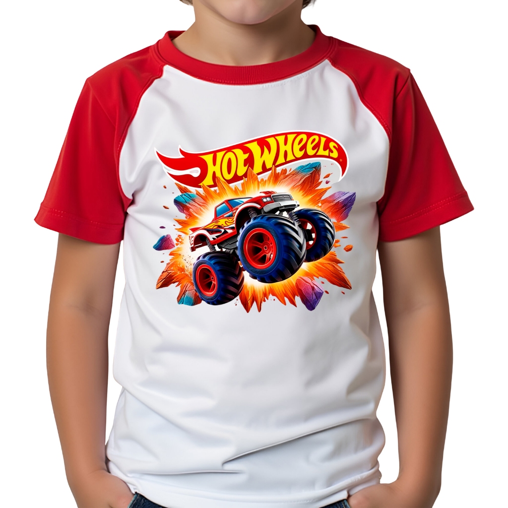 Camiseta Camisa Hot Wheels Algod O Tamanho Ao Menino V Rios