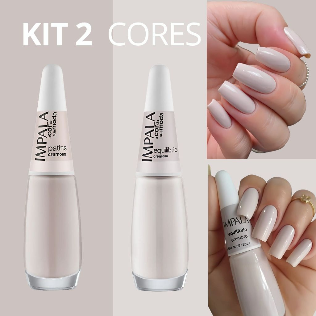Kit 2 Esmaltes Tons de Nude Impala Equilibrio e patins Lançamento 2025 Shopee Brasil