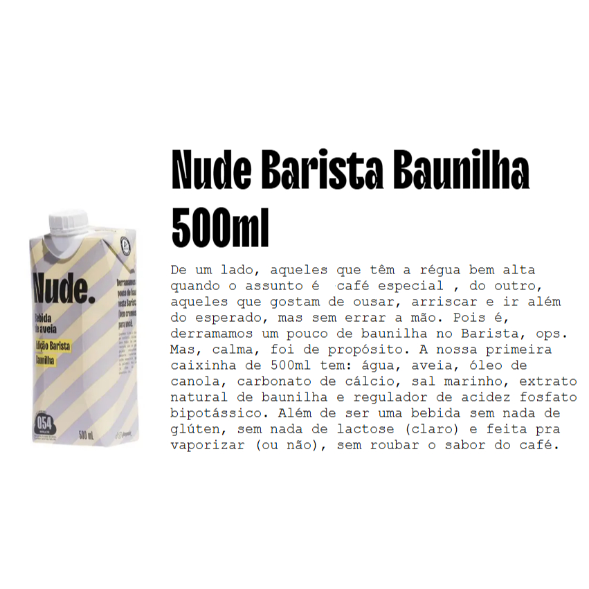 Nude Bebida De Aveia Barista Baunilha Ml Shopee Brasil