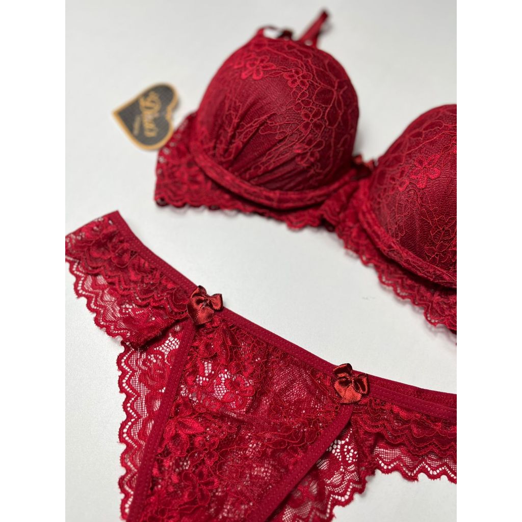 CONJUNTO LINGERIE RENDA BOJO SUTIA CALCINHA LINHA NOITE SENSUAL