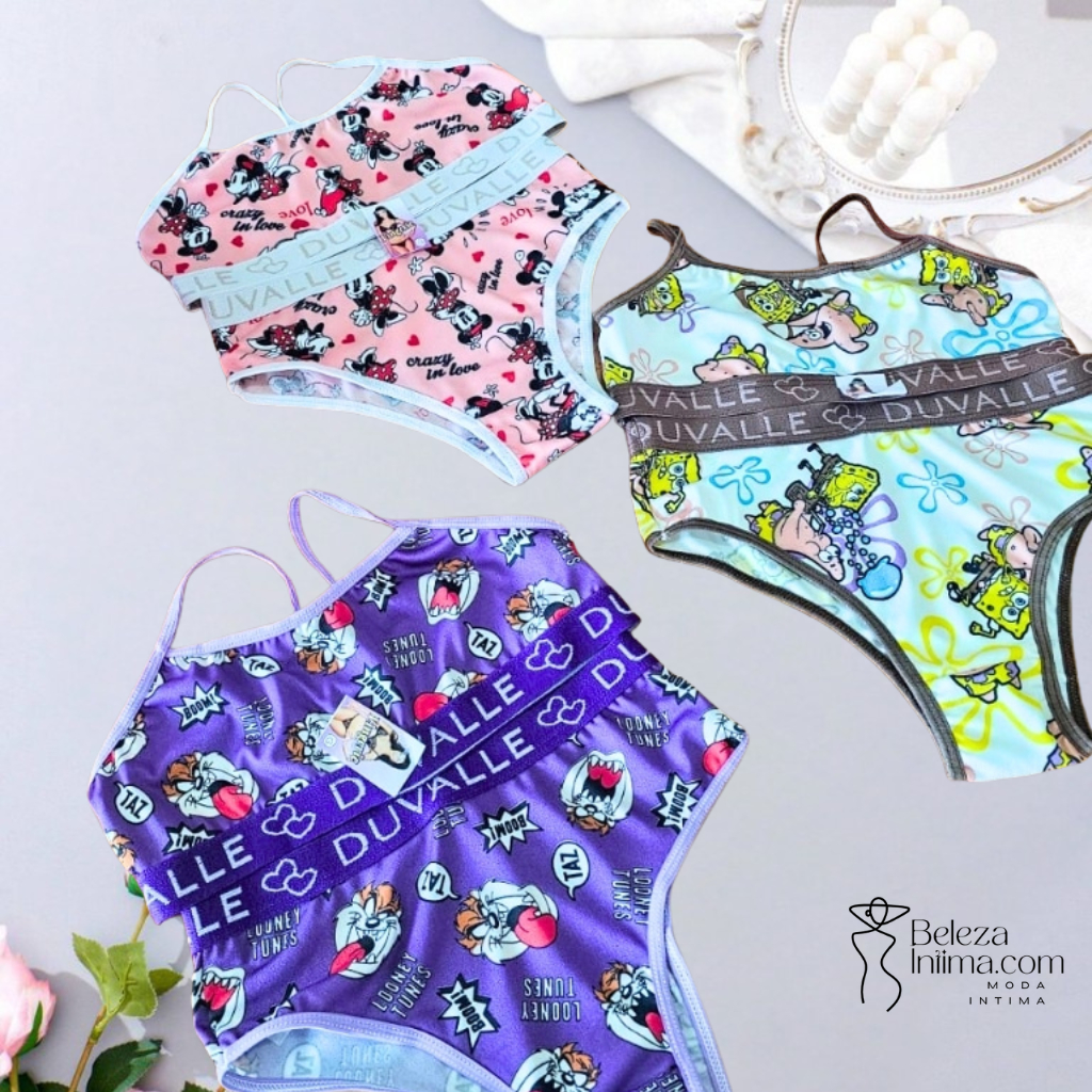 Conjunto INFANTIL Menina Moça Sublimado Pijama Lingerie Juvenil