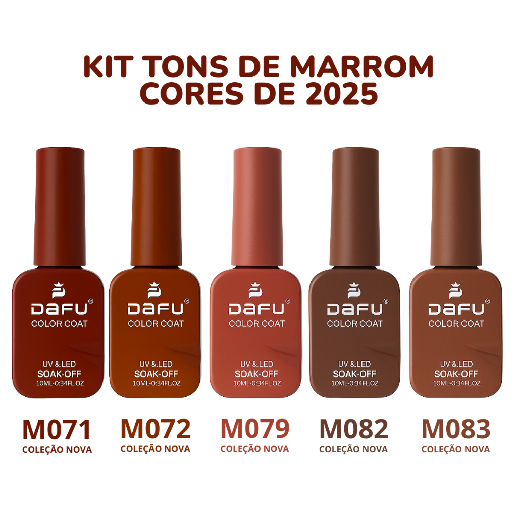 Kit 4 Esmaltes Gel Tons Marrom Nude Vermelho Pastéis LED UV Unhas