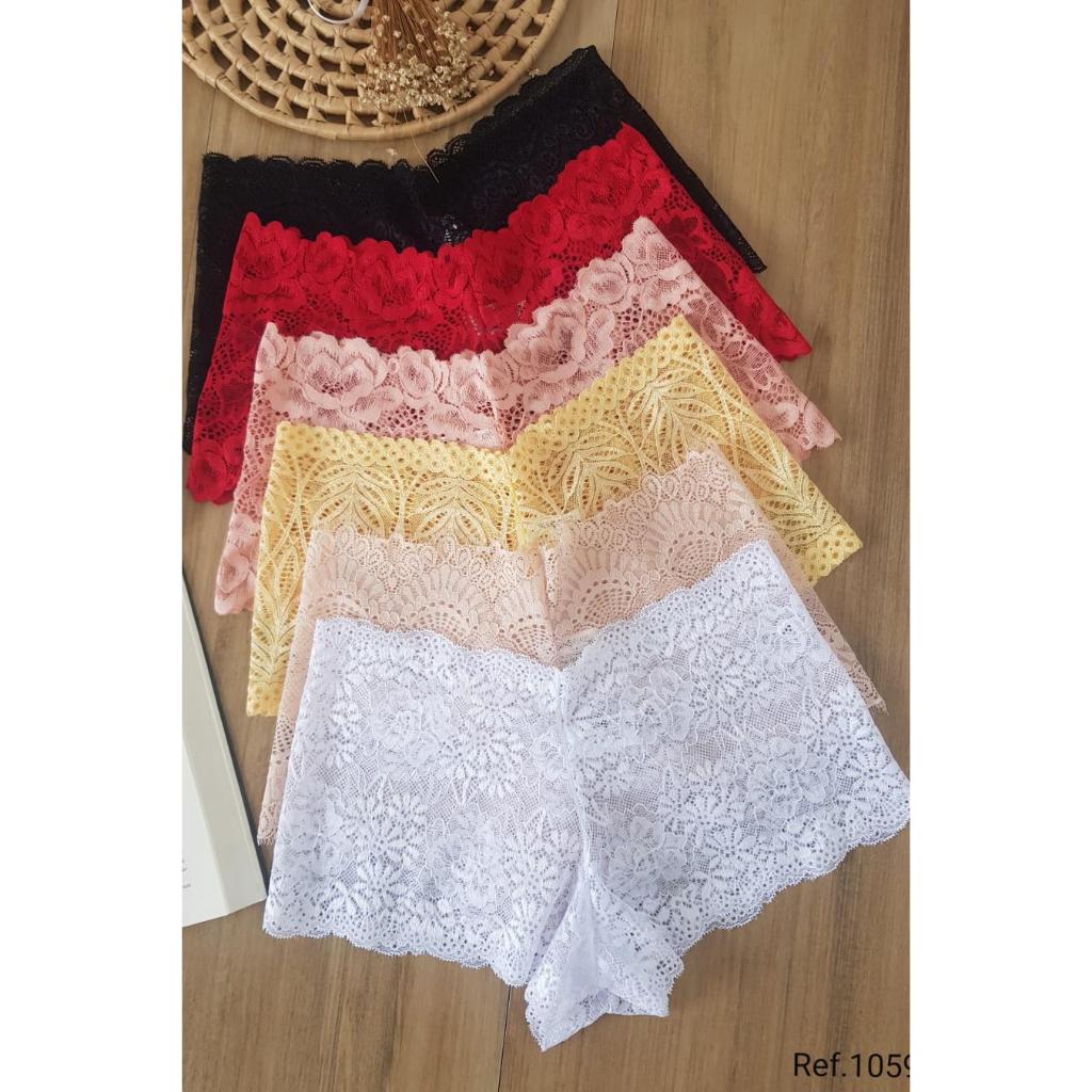 Kit Calcinhas Caleçon Shortinho Renda Sensual Lingerie Confortável