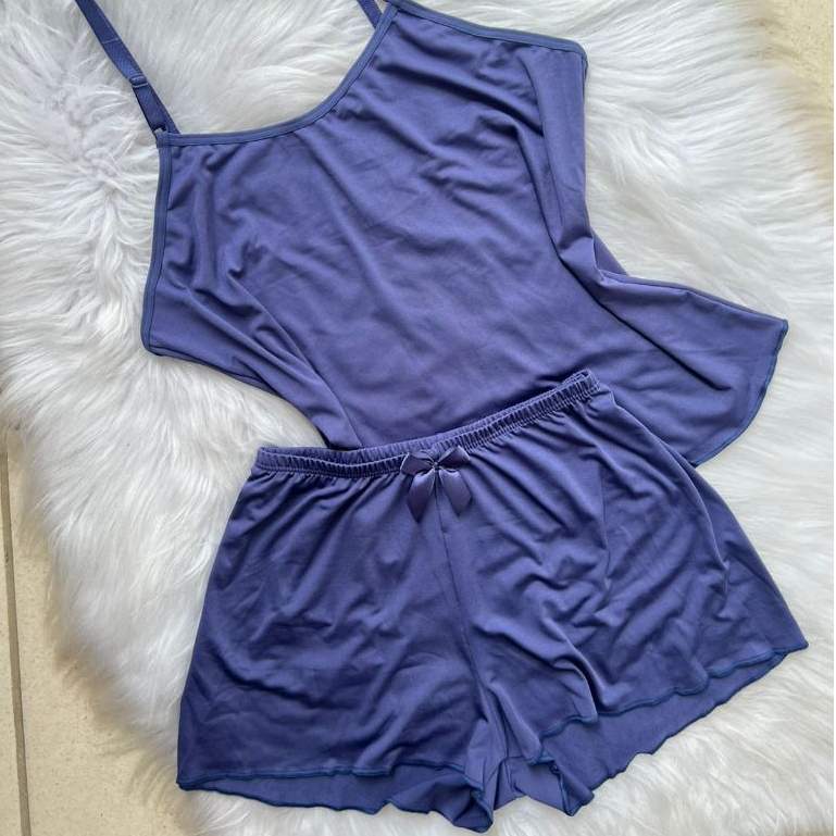Mit Lingerie Baby Doll Short Doll Pijama Feminino Adulto Básico Liso