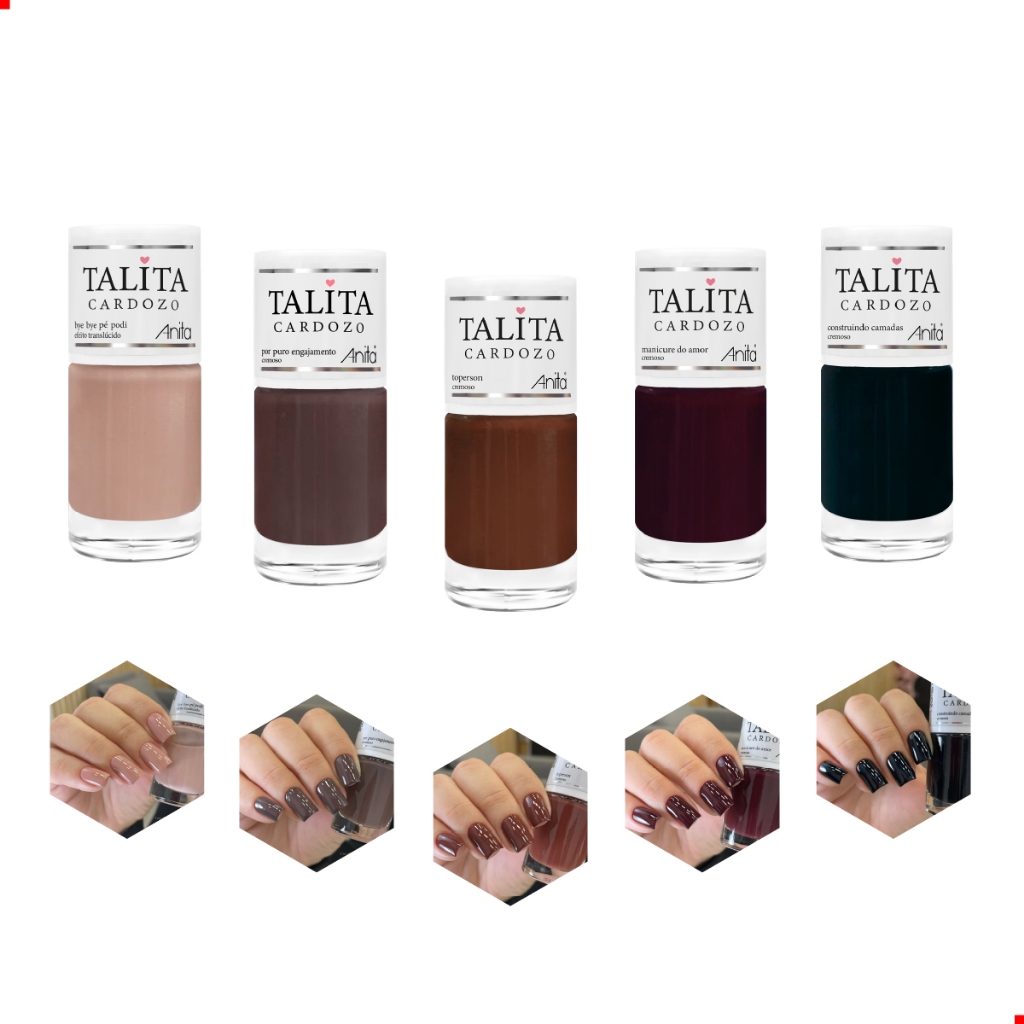 Kit 5 Esmaltes Anita Coleção Talita Cardozo By Anita Nude Shopee Brasil