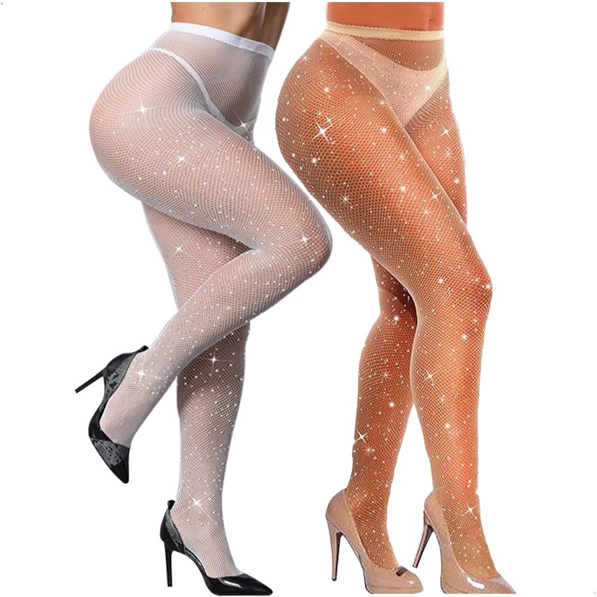 Kit Pares de Meia Calça Cor Branca e Nude Feminina Elegante Meia