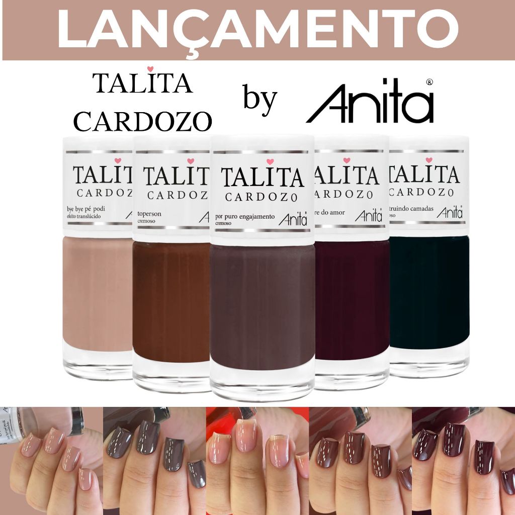 Kit 5 Esmaltes Anita Nova Coleção Talita Cardozo Tons Nude Atacado