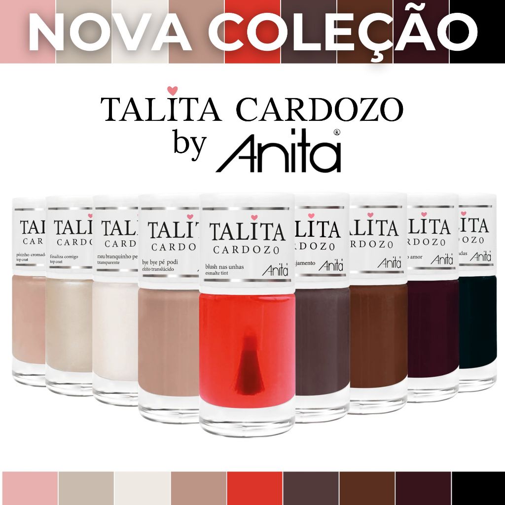 Kit Esmaltes Anita Nova Coleção Talita Cardozo Tons Nude e Top Coat