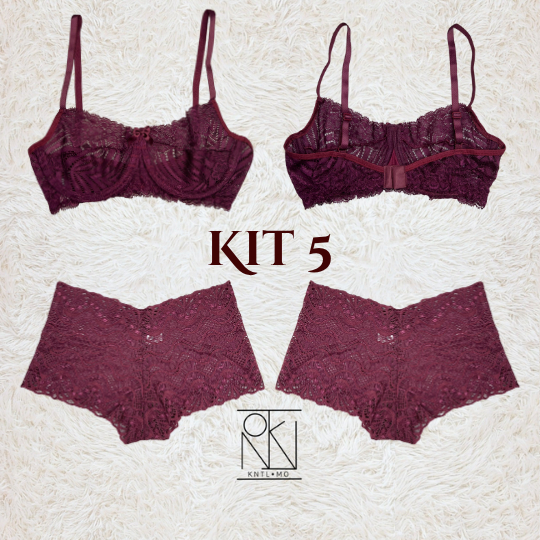 Kit Conjunto Lingerie Renda Feminino Suti E Calcinha Ntima Elegante