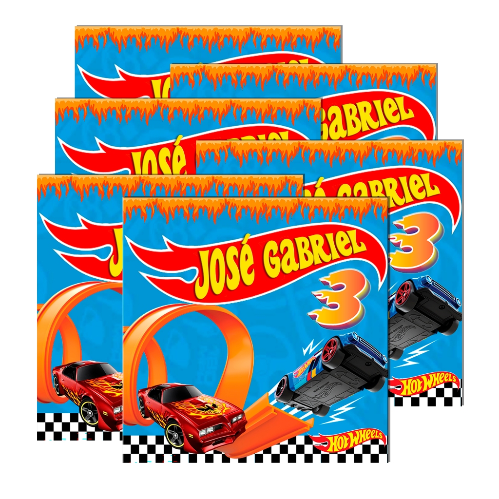 Etiquetas Adesivas Personalizados 8cm X 8cm Tema Hot Wheels Para Festas